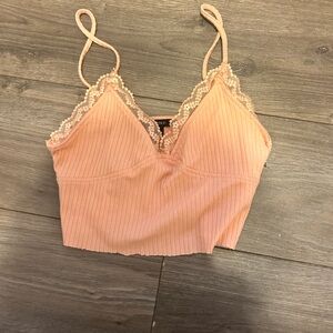 Peach lace crop top
